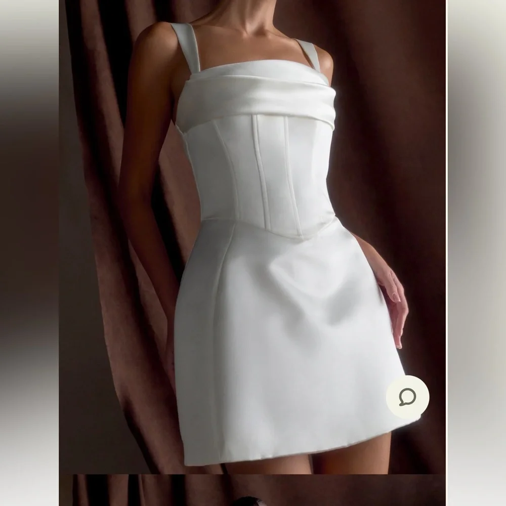 Isabel Satin Corset Mini Dress / White | Meshki | XXS